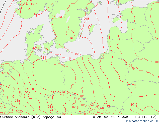 Surface pressure Arpege-eu Tu 28.05.2024 00 UTC