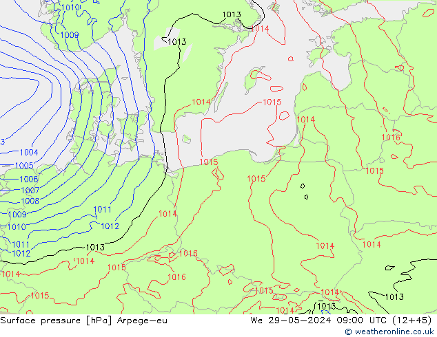 Surface pressure Arpege-eu We 29.05.2024 09 UTC