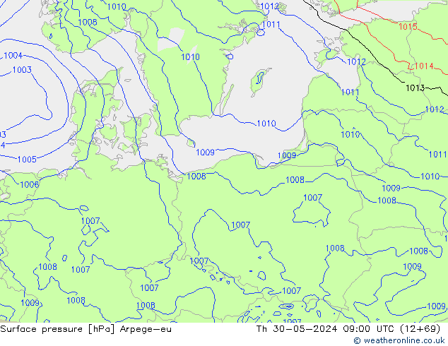 Surface pressure Arpege-eu Th 30.05.2024 09 UTC