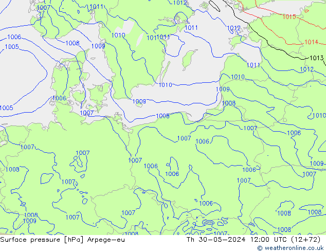 приземное давление Arpege-eu чт 30.05.2024 12 UTC