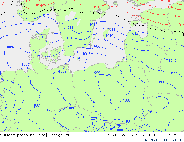 Surface pressure Arpege-eu Fr 31.05.2024 00 UTC