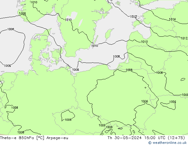 Theta-e 850hPa Arpege-eu Th 30.05.2024 15 UTC