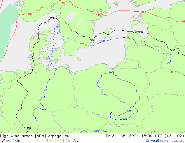 Windvelden Arpege-eu vr 31.05.2024 18 UTC