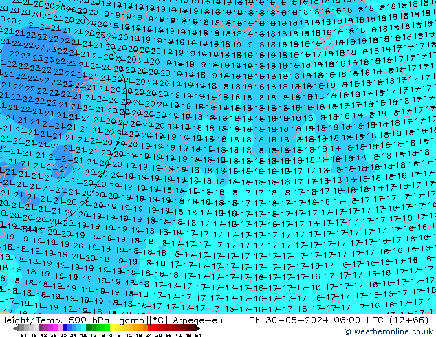 Height/Temp. 500 hPa Arpege-eu  30.05.2024 06 UTC