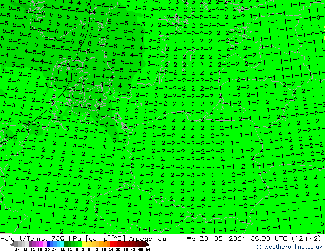 Height/Temp. 700 hPa Arpege-eu We 29.05.2024 06 UTC