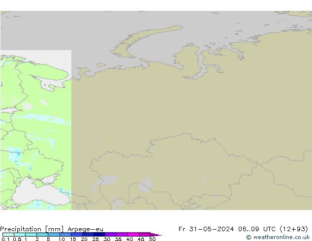 осадки Arpege-eu пт 31.05.2024 09 UTC