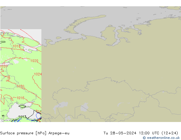 Surface pressure Arpege-eu Tu 28.05.2024 12 UTC