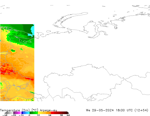 Temperature (2m) Arpege-eu We 29.05.2024 18 UTC