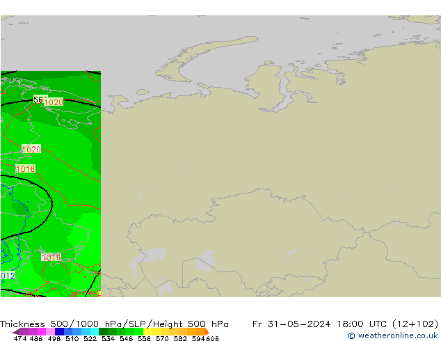 Thck 500-1000hPa Arpege-eu pt. 31.05.2024 18 UTC