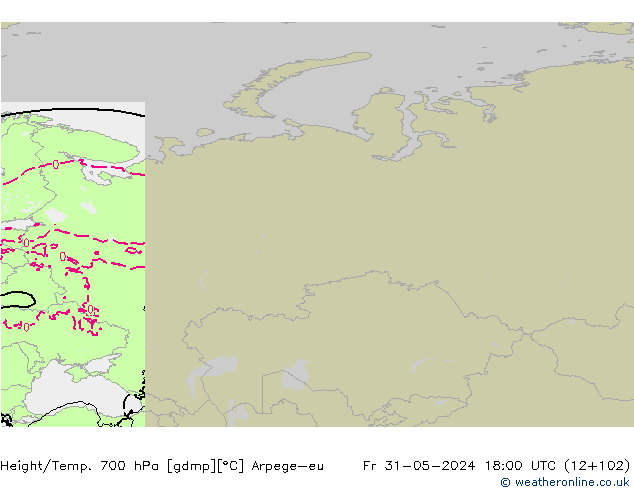 Height/Temp. 700 hPa Arpege-eu  31.05.2024 18 UTC