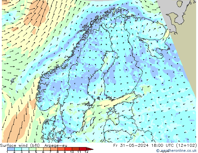  10 m (bft) Arpege-eu  31.05.2024 18 UTC