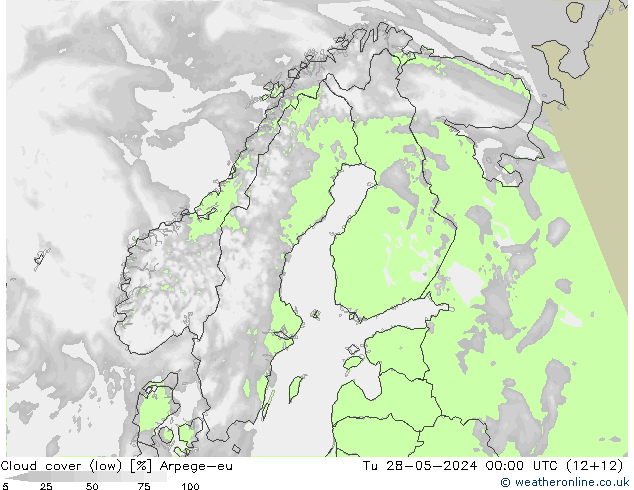 zachmurzenie (niskie) Arpege-eu wto. 28.05.2024 00 UTC