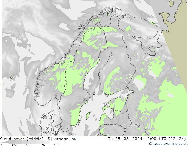 Wolken (mittel) Arpege-eu Di 28.05.2024 12 UTC