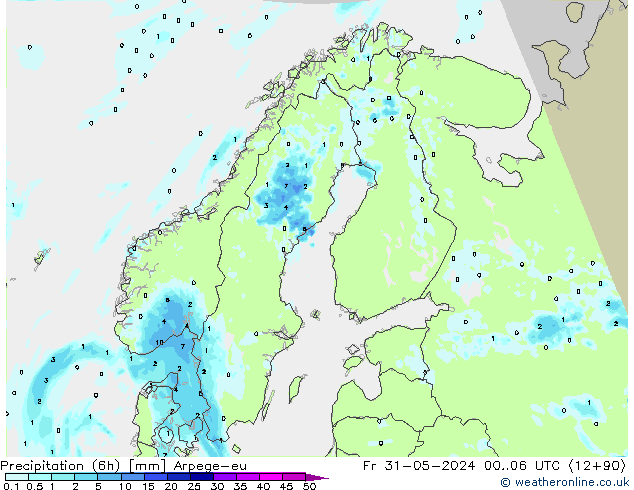Yağış (6h) Arpege-eu Cu 31.05.2024 06 UTC