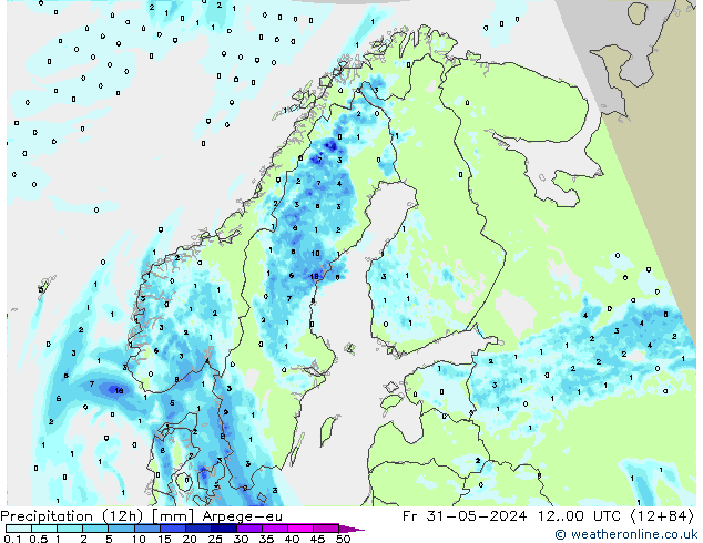 Precipitation (12h) Arpege-eu Fr 31.05.2024 00 UTC