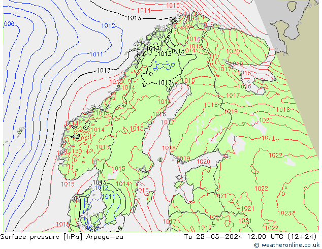Atmosférický tlak Arpege-eu Út 28.05.2024 12 UTC