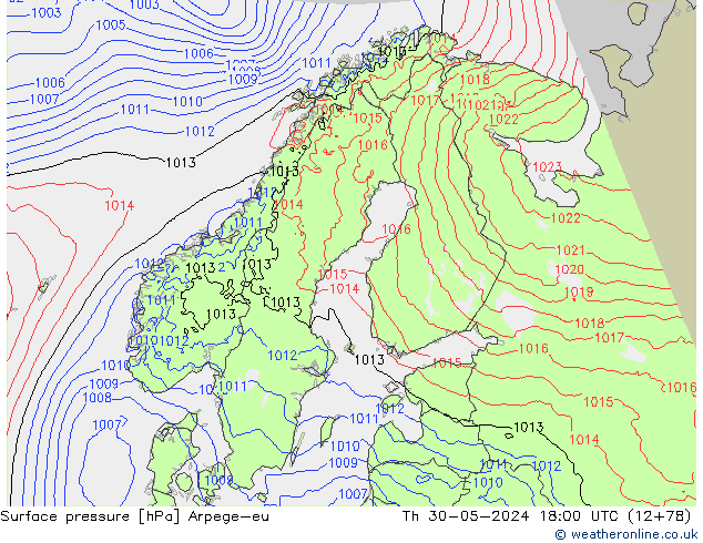 Luchtdruk (Grond) Arpege-eu do 30.05.2024 18 UTC