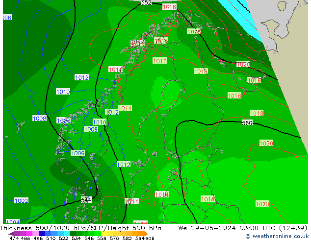 Thck 500-1000hPa Arpege-eu We 29.05.2024 03 UTC