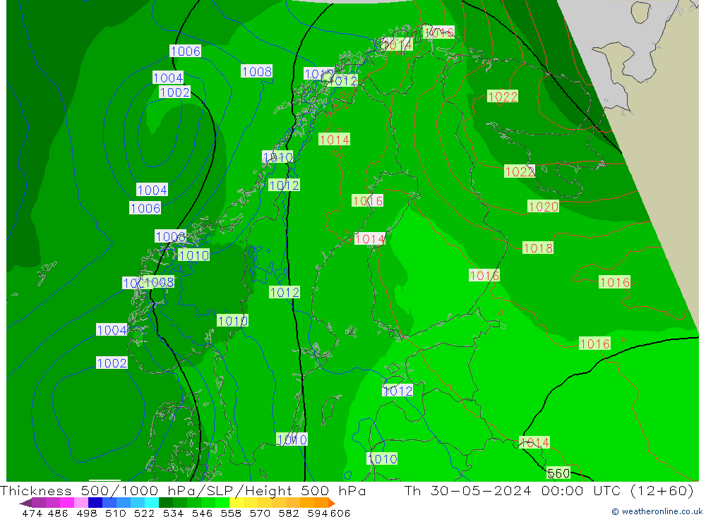 Thck 500-1000hPa Arpege-eu Qui 30.05.2024 00 UTC