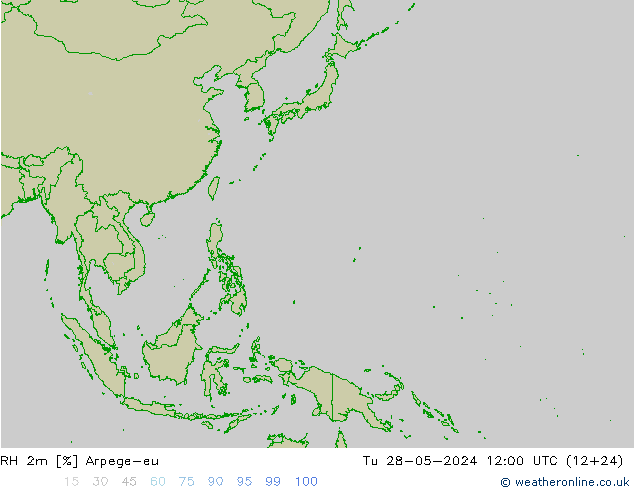 RH 2m Arpege-eu Út 28.05.2024 12 UTC