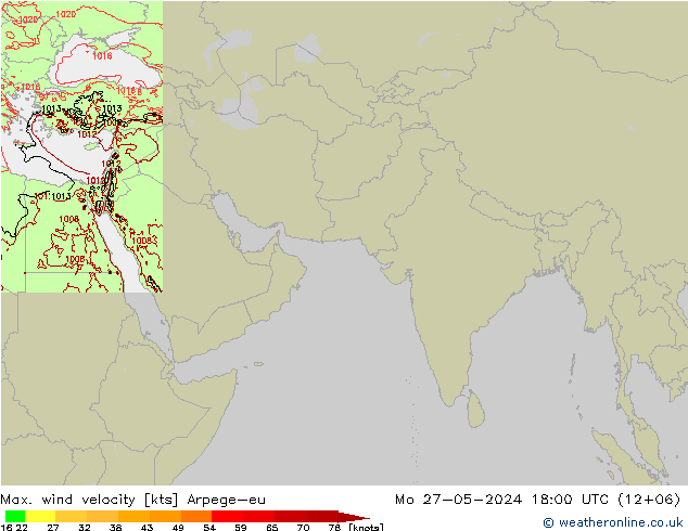 Maks. Rüzgar Hızı Arpege-eu Pzt 27.05.2024 18 UTC