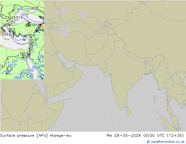 Atmosférický tlak Arpege-eu St 29.05.2024 00 UTC