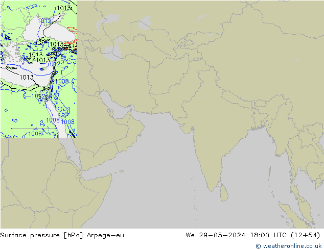 Atmosférický tlak Arpege-eu St 29.05.2024 18 UTC