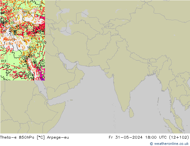 Theta-e 850hPa Arpege-eu Pá 31.05.2024 18 UTC