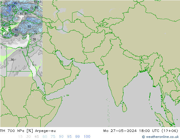 Humidité rel. 700 hPa Arpege-eu lun 27.05.2024 18 UTC