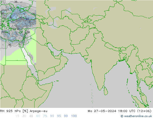 RH 925 hPa Arpege-eu 星期一 27.05.2024 18 UTC