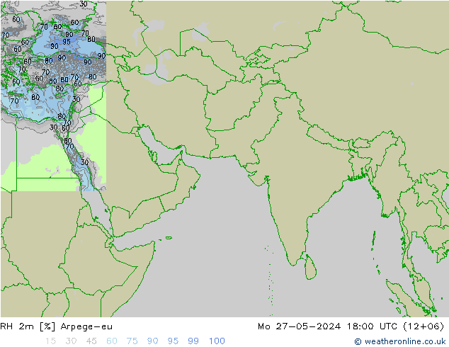 Humidité rel. 2m Arpege-eu lun 27.05.2024 18 UTC