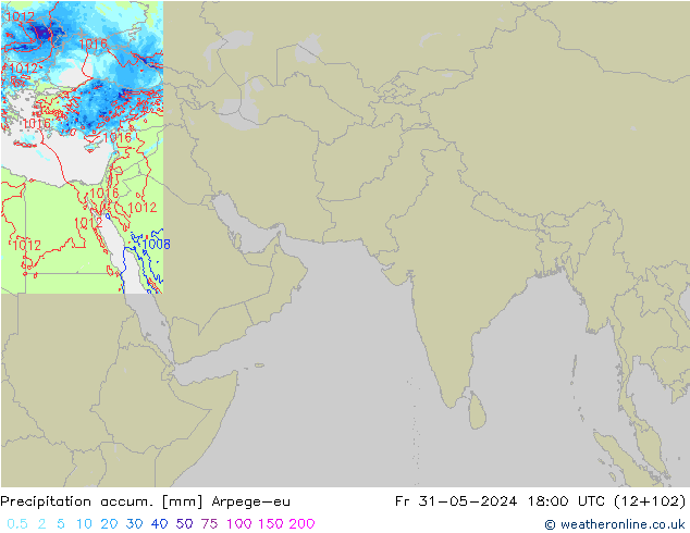 Précipitation accum. Arpege-eu ven 31.05.2024 18 UTC