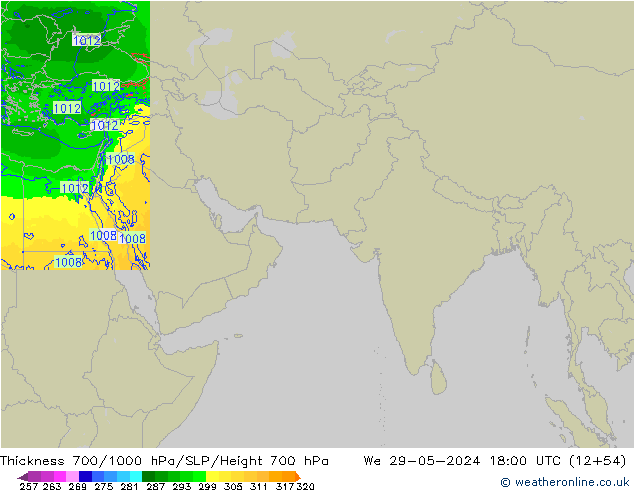 700-1000 hPa Kalınlığı Arpege-eu Çar 29.05.2024 18 UTC