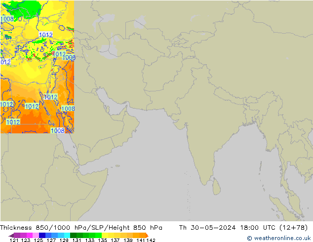 Thck 850-1000 hPa Arpege-eu Th 30.05.2024 18 UTC