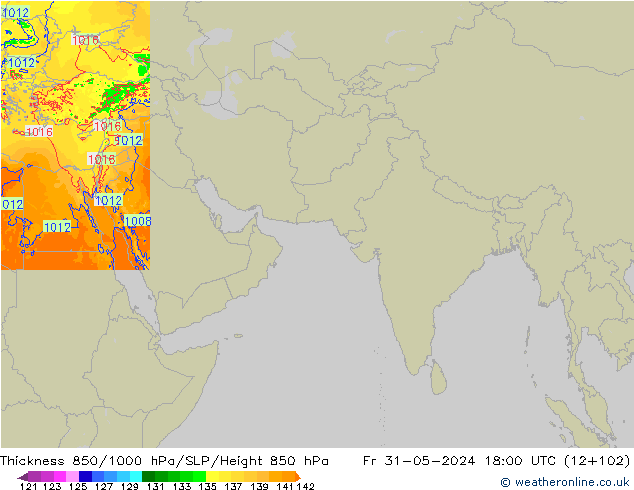 Thck 850-1000 hPa Arpege-eu ven 31.05.2024 18 UTC