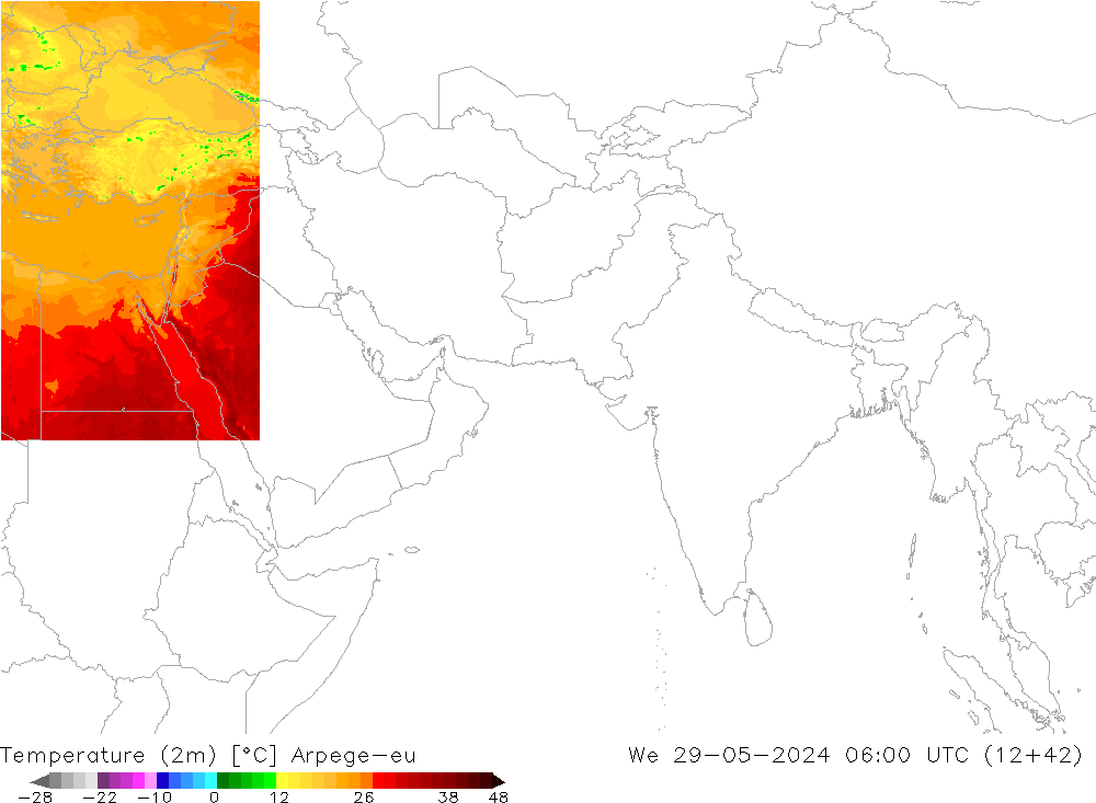 карта температуры Arpege-eu ср 29.05.2024 06 UTC