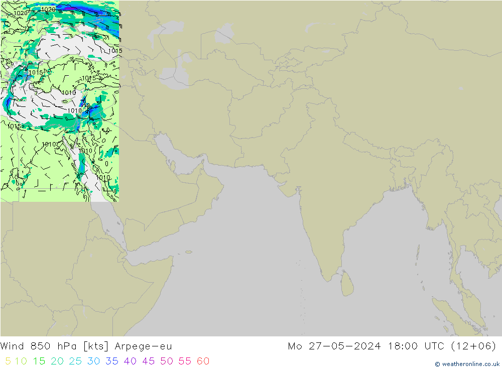 Wind 850 hPa Arpege-eu Mo 27.05.2024 18 UTC