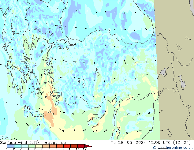 Rüzgar 10 m (bft) Arpege-eu Sa 28.05.2024 12 UTC