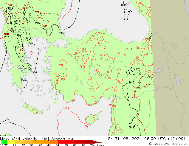 Maks. Rüzgar Hızı Arpege-eu Cu 31.05.2024 06 UTC