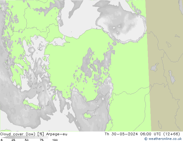 Nubes bajas Arpege-eu jue 30.05.2024 06 UTC