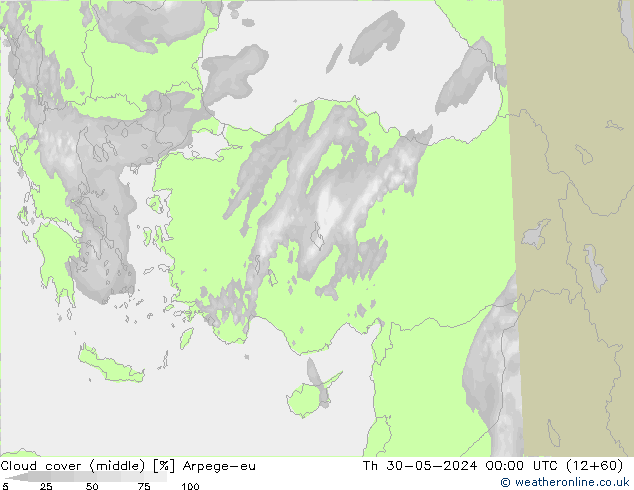 Wolken (mittel) Arpege-eu Do 30.05.2024 00 UTC