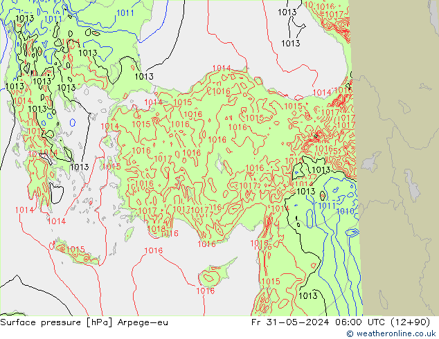 приземное давление Arpege-eu пт 31.05.2024 06 UTC