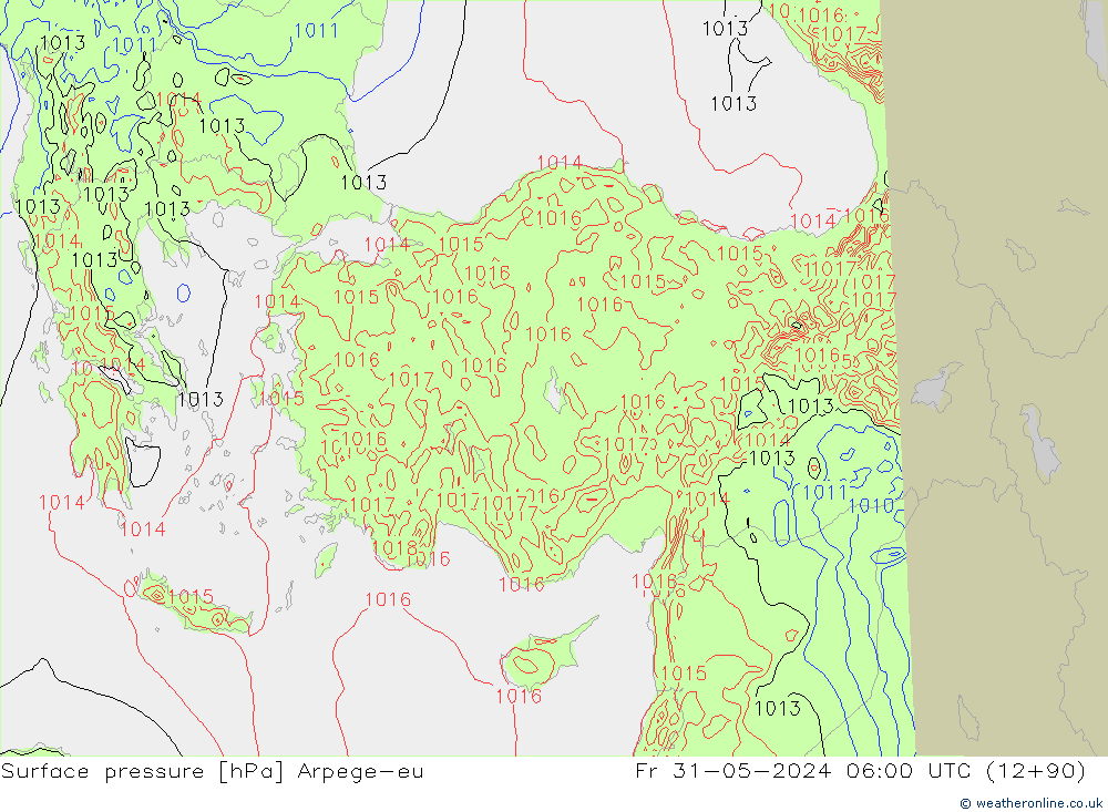 приземное давление Arpege-eu пт 31.05.2024 06 UTC