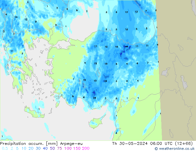 Precipitation accum. Arpege-eu  30.05.2024 06 UTC