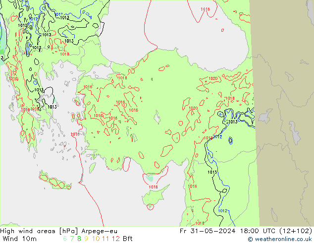 High wind areas Arpege-eu Fr 31.05.2024 18 UTC