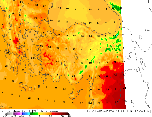 Temperature (2m) Arpege-eu Fr 31.05.2024 18 UTC