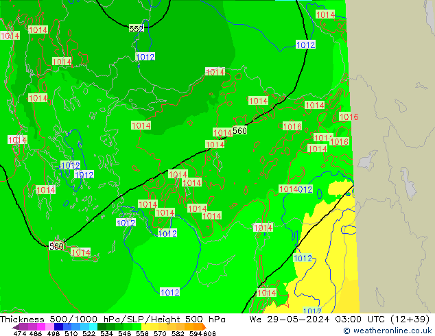 Thck 500-1000hPa Arpege-eu We 29.05.2024 03 UTC