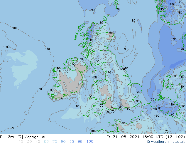 RH 2m Arpege-eu Fr 31.05.2024 18 UTC