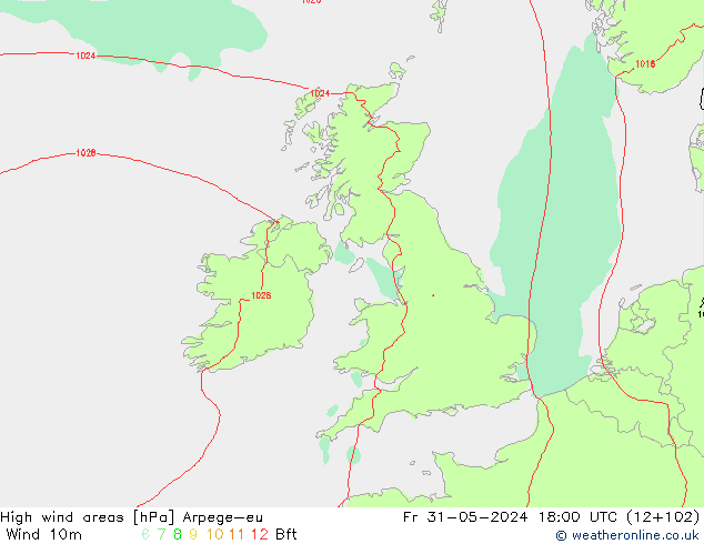 High wind areas Arpege-eu Fr 31.05.2024 18 UTC