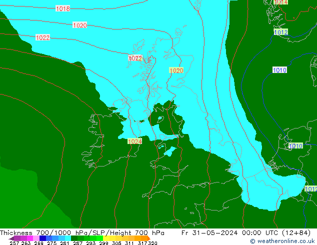 Thck 700-1000 hPa Arpege-eu Fr 31.05.2024 00 UTC